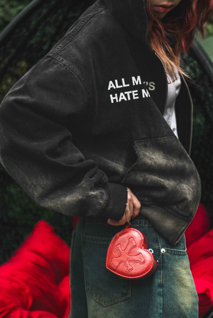 Mini Pouch Keychain Leather Heart