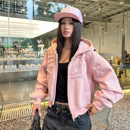 Premium  Zip Hoodie Pinky